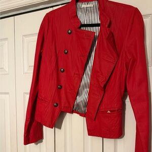Dolce Vita Red Pigskin Military-Style Jacket in small.